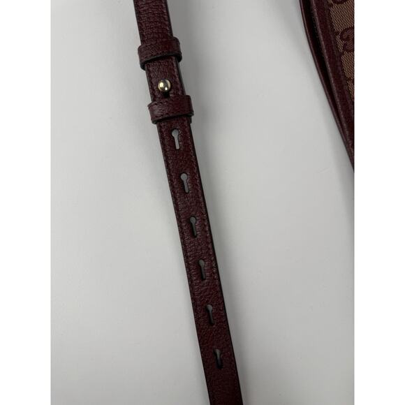 Gucci Horsebit Burgundy Canvas Drawstring Shoulder Bag Canvas - Picture 12 of 16